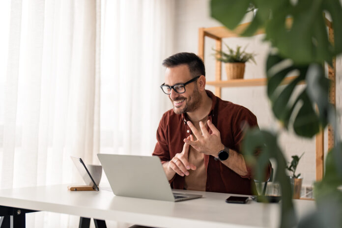 HR manager having remote online work hybrid meeting or distance job interview