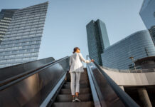 Business woman at the business center outdoors