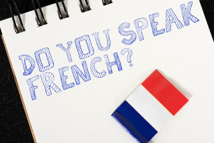 Flag of France and question Speak French