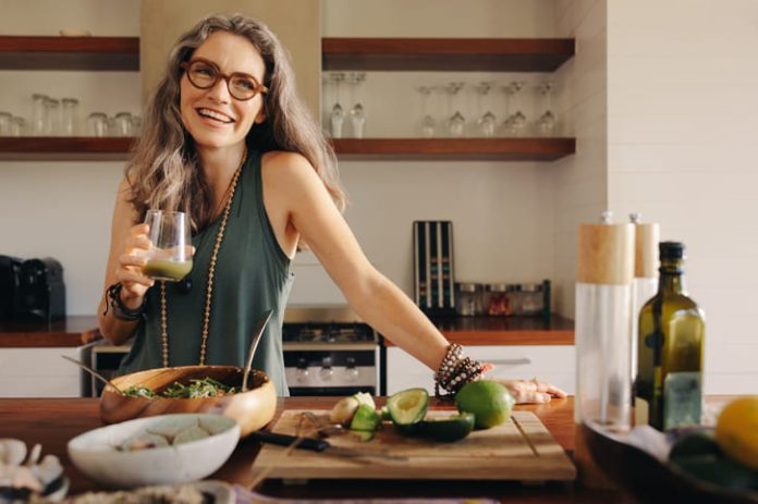 Healthy senior woman smiling