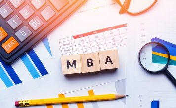 MBA letters on wooden block