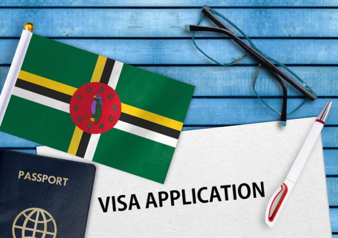 Visa application and flag of dominica