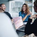 Employees having fun during a meeting