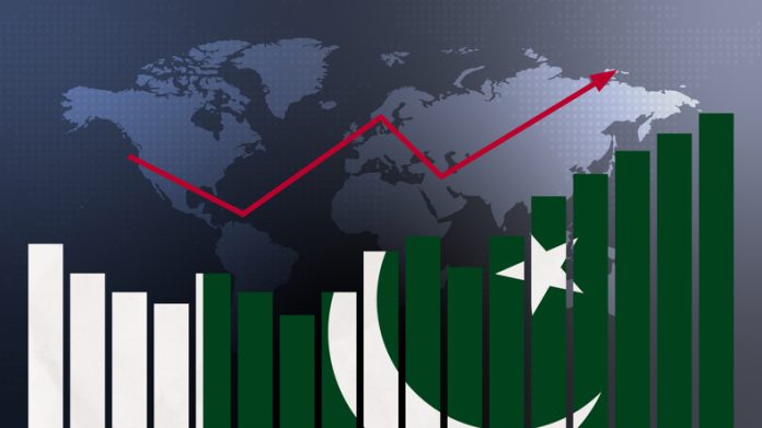 Economic recovery with pakistan flag