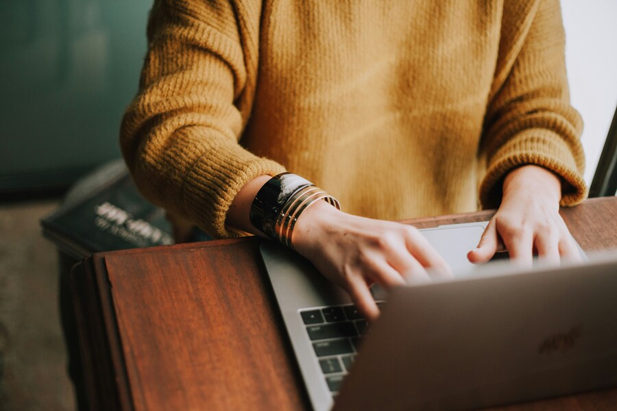 Woman using computer