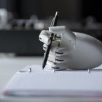 Ai robot writing on paper