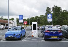 Electrical Vehicles using a Pod Point charging station.