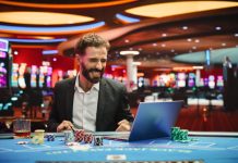 Man playing in online casino