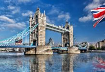 Famous Tower Bridge in London, England, UK