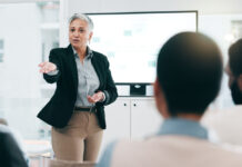 Businesswoman having a discussion