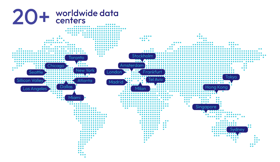 20+ worldwide data centers