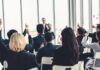 Group of business people meeting in a seminar conference