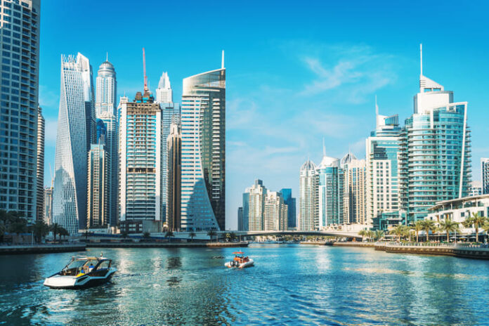 Panorama of Dubai Marina in UAE