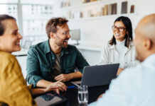 Diverse business people having a team meeting in an office