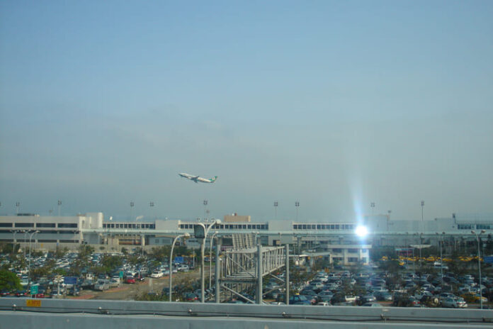 Beautiful view of a plane taking off at the airport