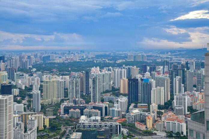 Aerial View of City Buildings in Singapore