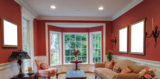 Living Room Interior With Bay Window