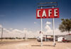 Cafe sign along historic Route 66 in Texas.