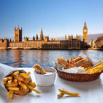 Fish and Chips against Big Ben in London, England