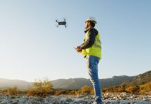 Man flying drone