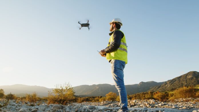 Man flying drone