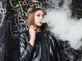 Woman using vape