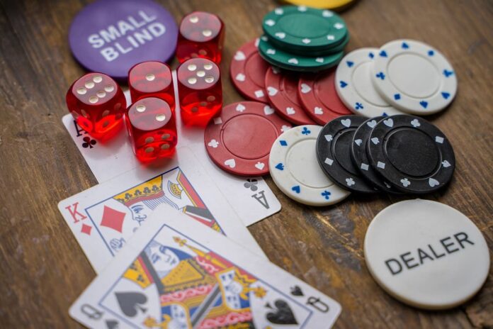 poker chips, dice for gambling