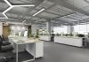 business meeting and working room on office building with plant decor