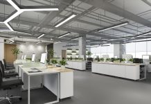 business meeting and working room on office building with plant decor