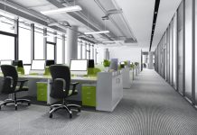 green business meeting and working room on office building