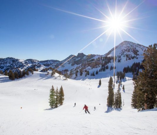 Alpine skiing at Alta Resort, Utah