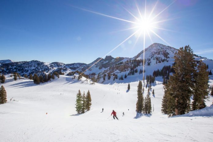 Alpine skiing at Alta Resort, Utah