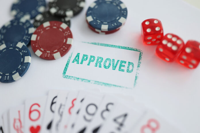 Imprint approved among cards, dice and casino chips