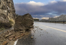 Rainy Road Rockslide