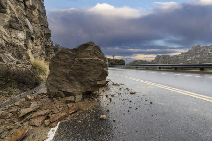 Rainy Road Rockslide