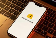 Hugging face logo on phone screen