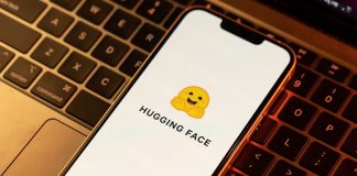 Hugging face logo on phone screen