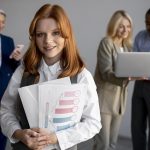 Close up on company team working