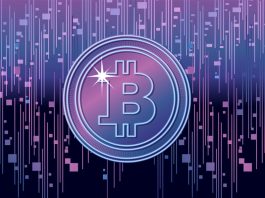 Digital Bitcoin crypto with Futuristic Background