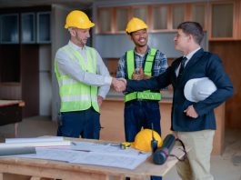 Engineers shaking hands after hiring