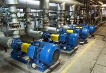 Blue industrial Skid pump